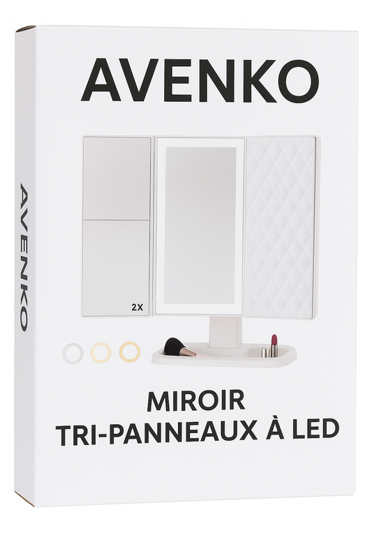 AVENKO - Miroir de maquillage LED 3 volets