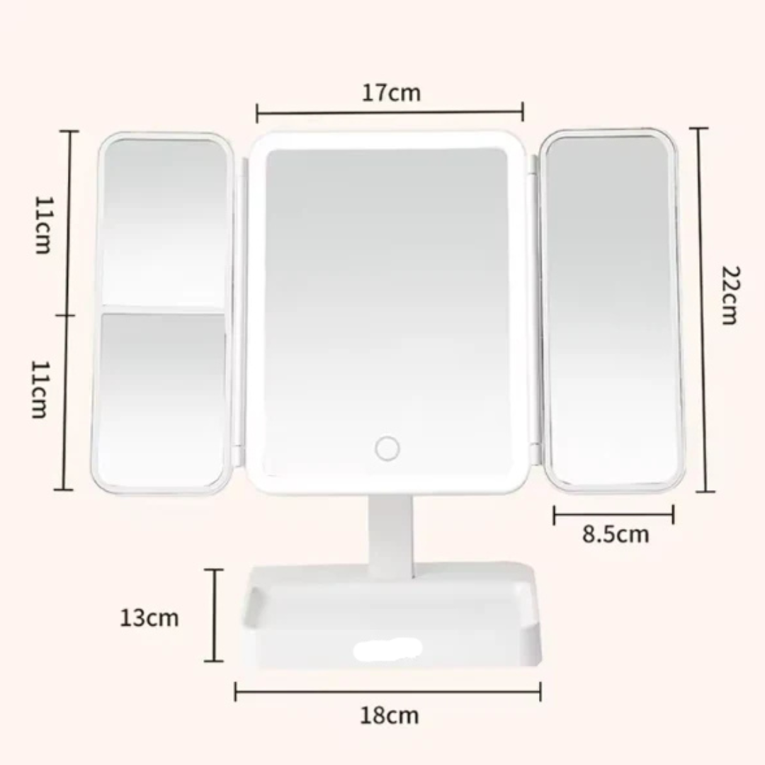 AVENKO - Miroir de maquillage LED 3 volets